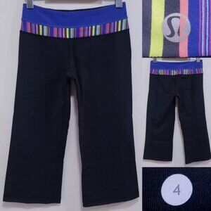 Lululemon Groove Crop Leggings 4 XS Women's Colorful Pants Reversible Striped
